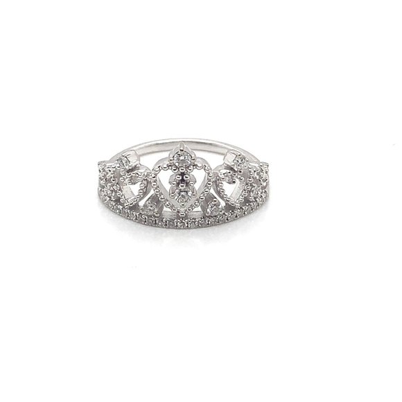 Diamond Crown White Gold Ring (0.26 CTW) - Picture 1 of 6